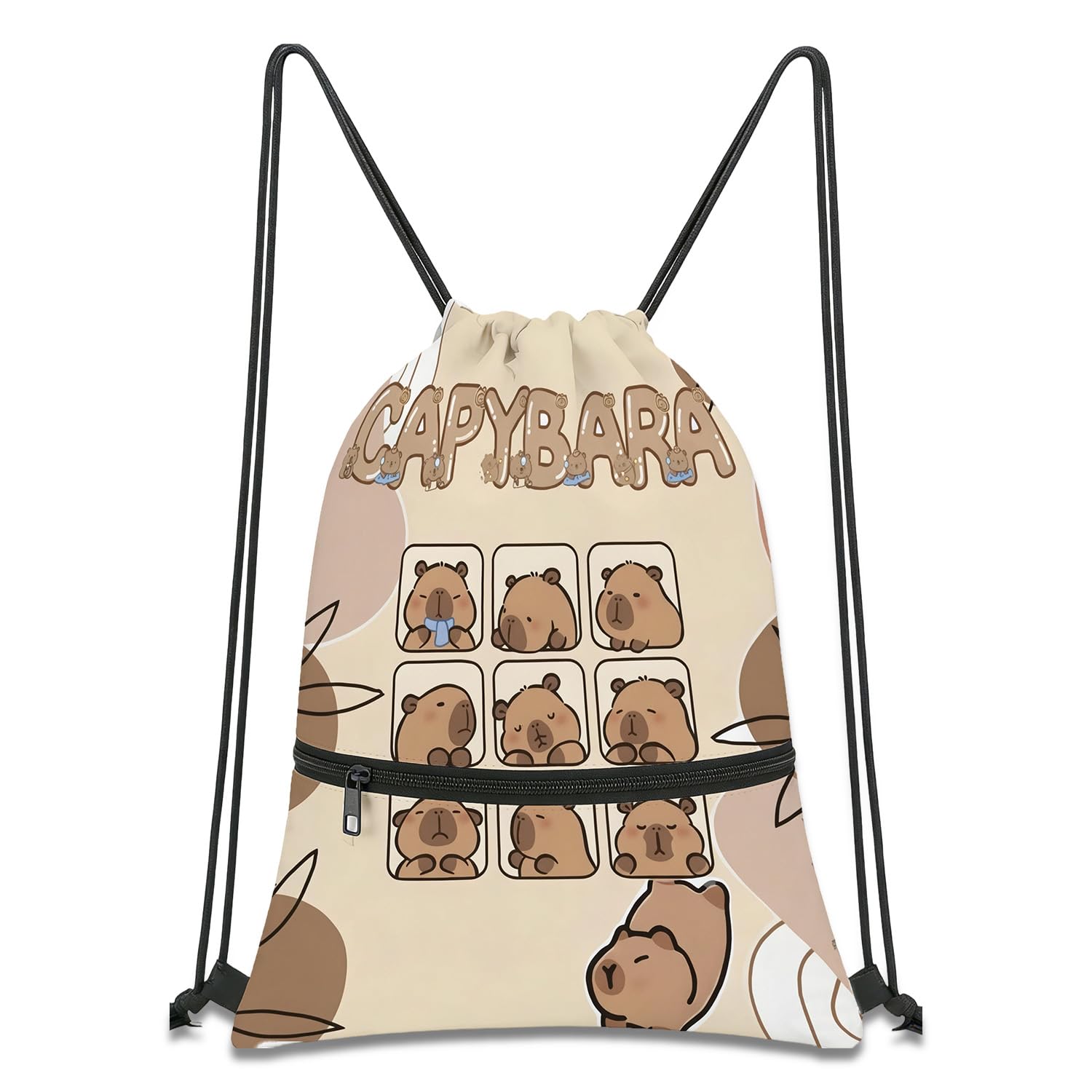 VOYANTE Capybara Drawstring Bags, PE Bag, Girls Swimming Bag for Kids, Lightweight Waterproof Draw String Bag Gym for Swim Gear, Shoes, Yoga, Travel Storage, Capybara Gifts for Girls Women Kids