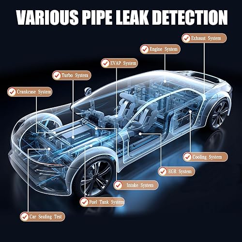 Miniatura 7 de Máquina de humo automotriz, probador de fugas de humo de automóvil de 12 V CC con bomba de aire incorporada, probador de humo de 3.4 fl oz