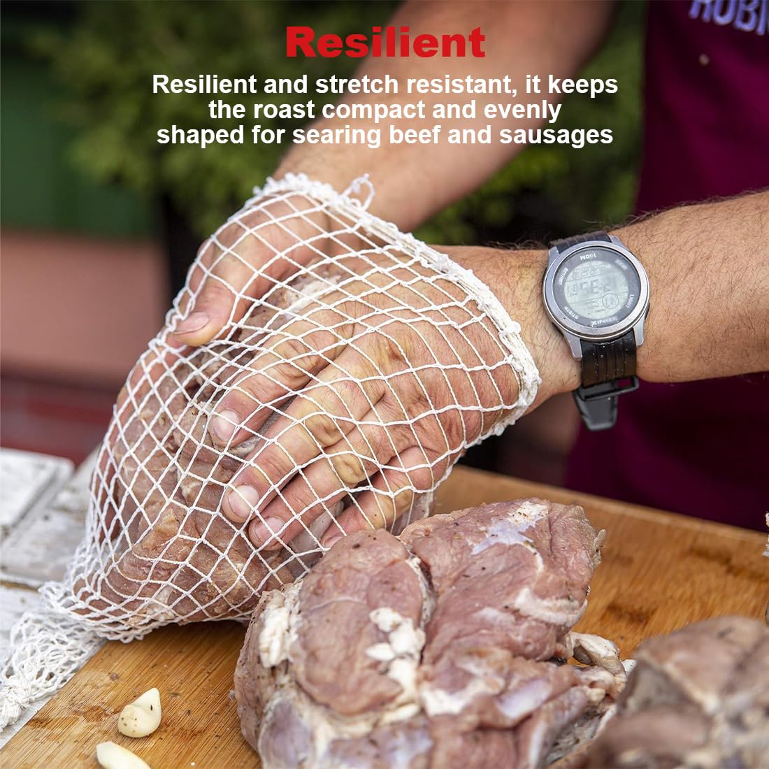 Filet à Rôtir En Rouleau (2 X 3m) - Pour Jambon, Viande, Saucisses - Maille Blanche Coton - Inclut Brosse Pâtisserie