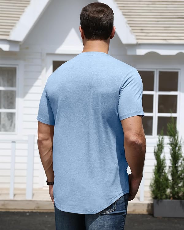 DOWMQ Henley Shirts for Men Short Sleeve 3 Pack Stretch Basic Tees 3-Button by DOWMQ - Used condition - Image 3