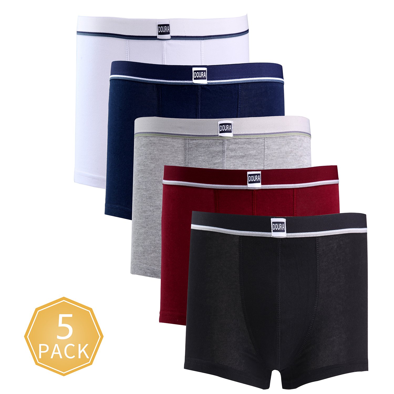 BOKIYA Boys Boxer Briefs Toddler Underwear Short Leg Comfortable Soft Cotton with Assorted Colors 5 Pack
