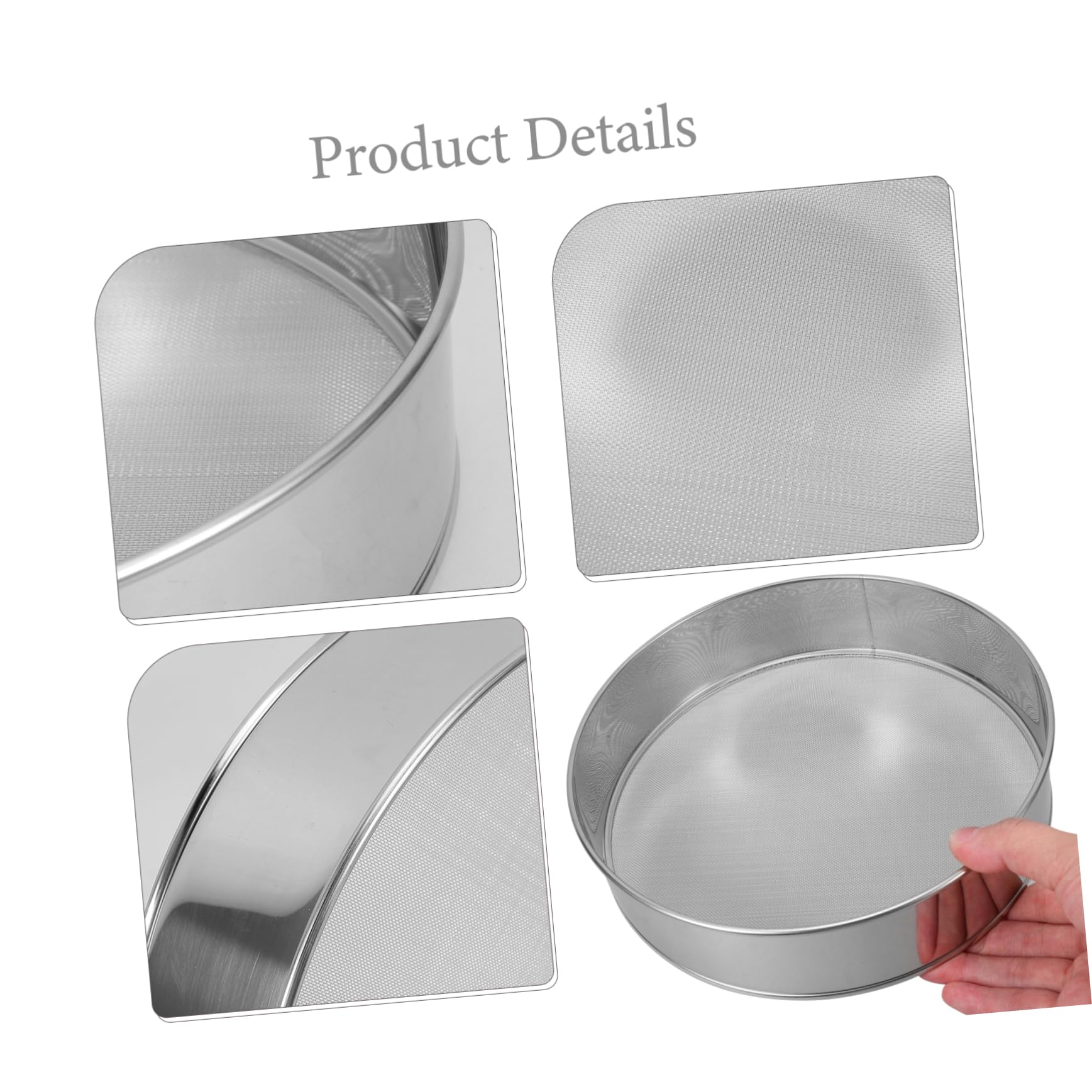 MUCKLILY 2Pcs Stainless Steel Flour Sieve Fine Mesh Strainer for Baking Manual Flour Strainer for Powdered Sugar Cocoa Salt