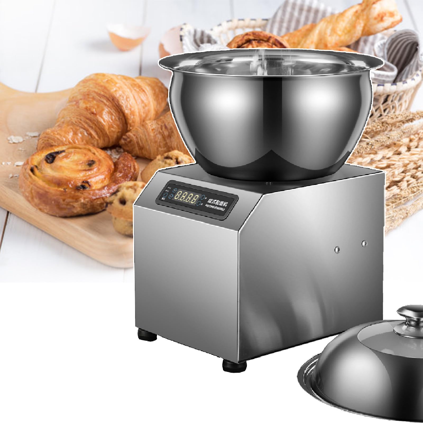 Impastatrice, commerciale 11/18 libbre 1800 W, impastatrice con supporto, funzione di temporizzazione, doppia rotazione per ristoranti, panetterie, pizzerie, 8 kg - 110 V