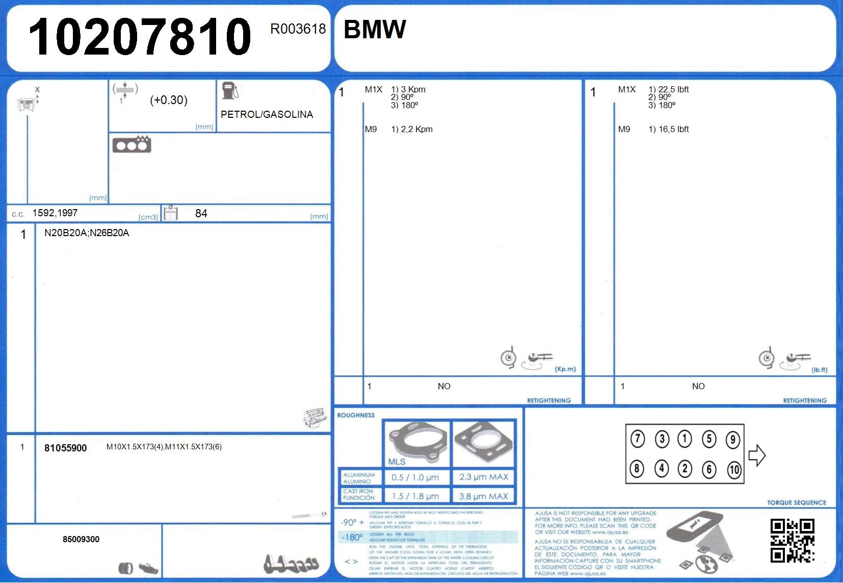 Ajusa 50334000 Kit Completo Di Guarnizioni Per Motore