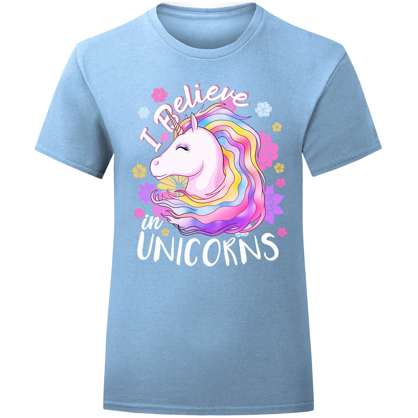 laylawsonGirls I Believe in Unicorns Rainbow T-Shirt