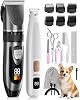 iBTC Kit de cortadora para perros y recortadora de patas 2 en 1, cortadora inalámbrica de bajo ruido para aseo de mascotas, recortadora de pelo para perros pequeños y grandes, gatos y animales (set gris y blanco) 1