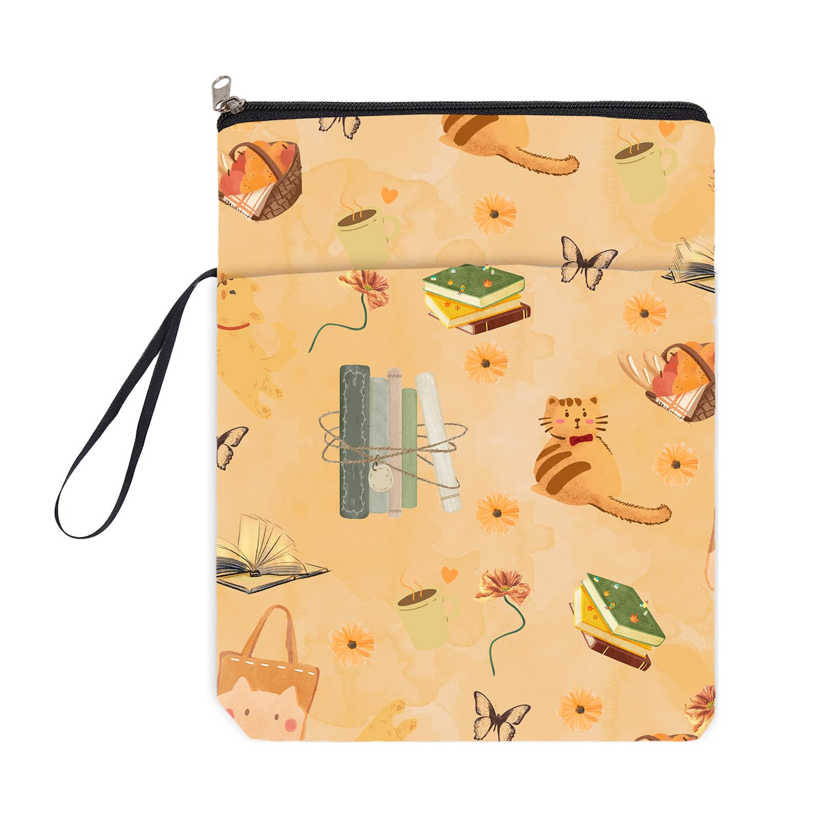 NICENEEDED Book Cover with Zipper Front Pocket and Handle, 11" x 8.67" Polyester Washable Book Protector, Reuasble Book Protection Pouches for Paperbacks Hardcover โ image 1