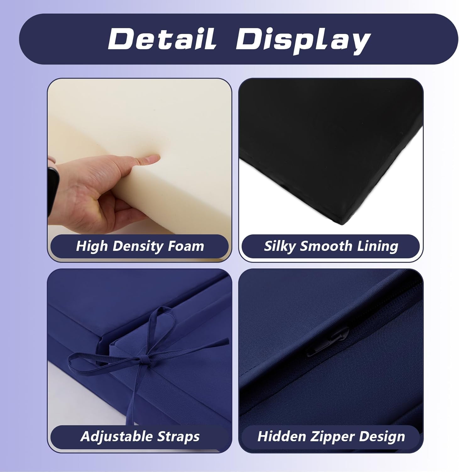 High Back Patio Chair Cushions, 21x20 Waterproof & Fade-Resistant Outdoor Dining Chair Cushions, Indoor/Outdoor High Back Cushion, Seat Pad for Glider and Lawn Chair, Navy Blue