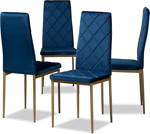 Miniatura 9 de Baxton Studio Blaise Silla de comedor tapizada de piel sintética marrón, moderna y contemporánea, color gris Gris,Negro -,Azul