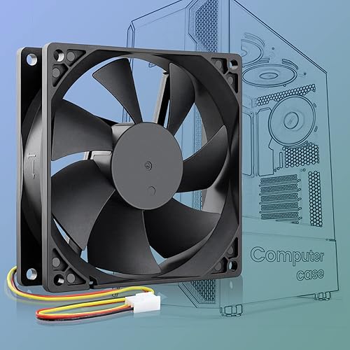 Miniatura 5 de Wathai Ventilador de refrigeración sin escobillas de 12 V, 3.622 in, 3.622 x 0.984 in, 3 pines, alto rendimiento para carcasa de computadora,