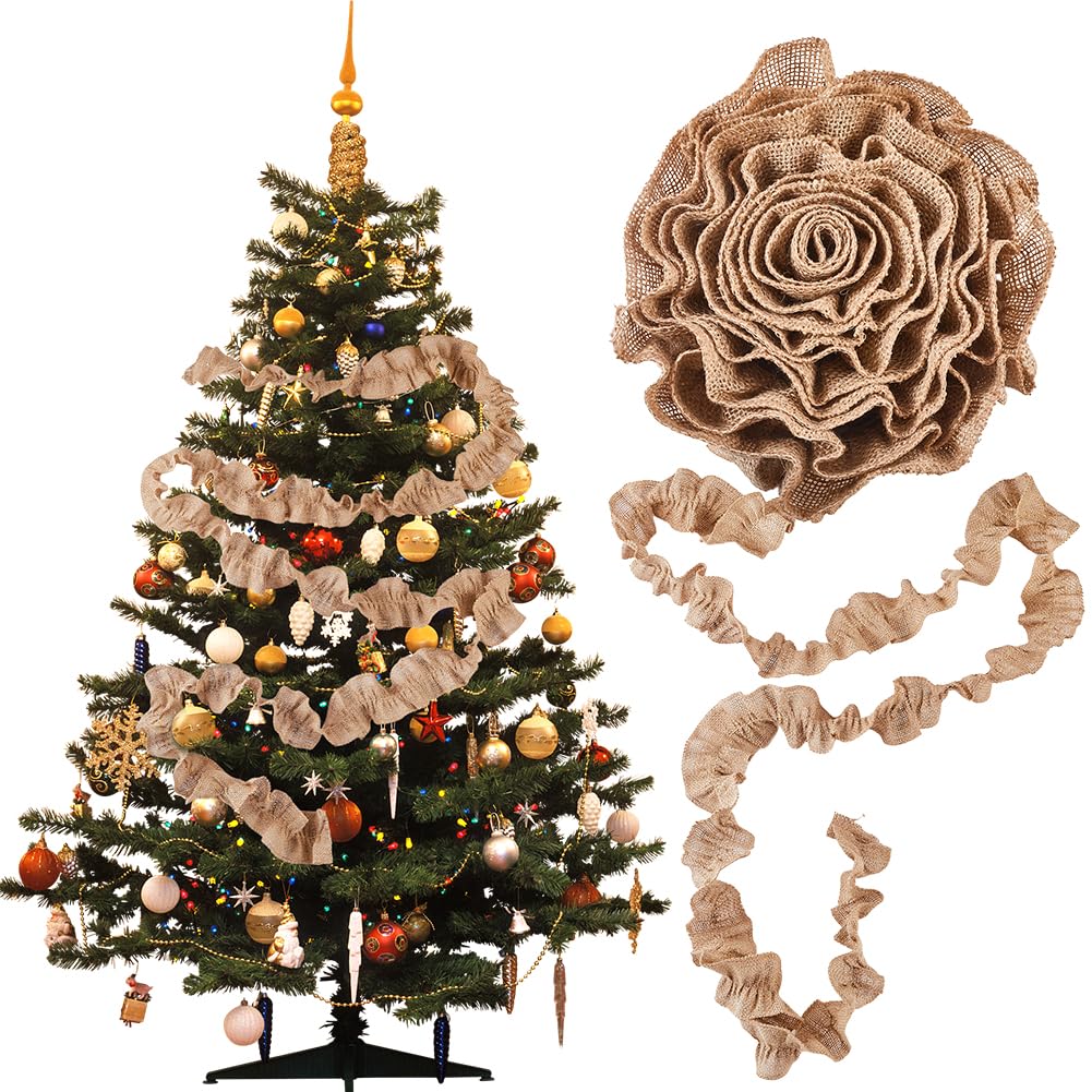 Guirlande de Noël en toile de jute pour décoration de maison et sapin rustique, 2 x 5,4m