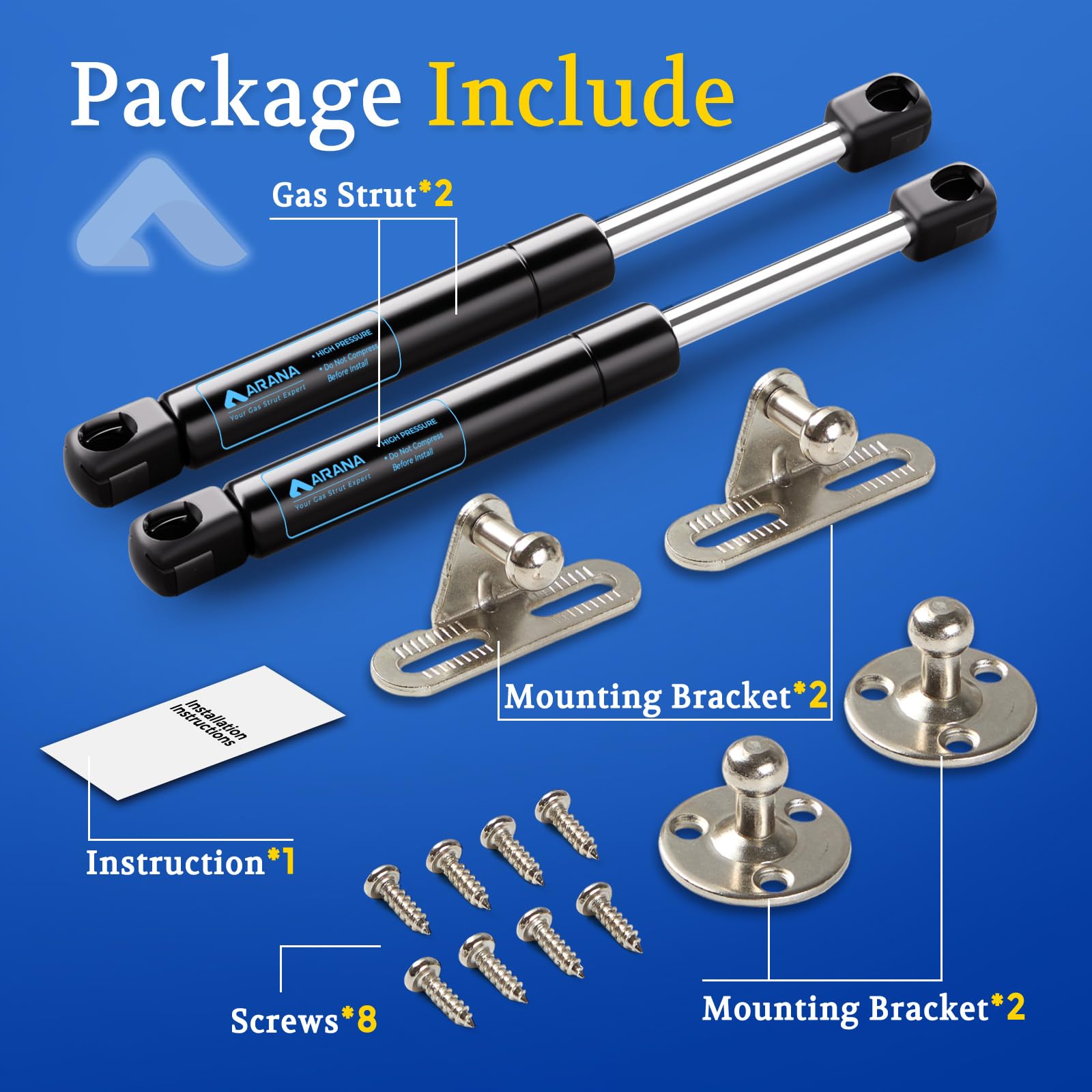 Snapklik.com : 10 Inch Gas Struts 40lb/178N, Tool Box Shocks 10