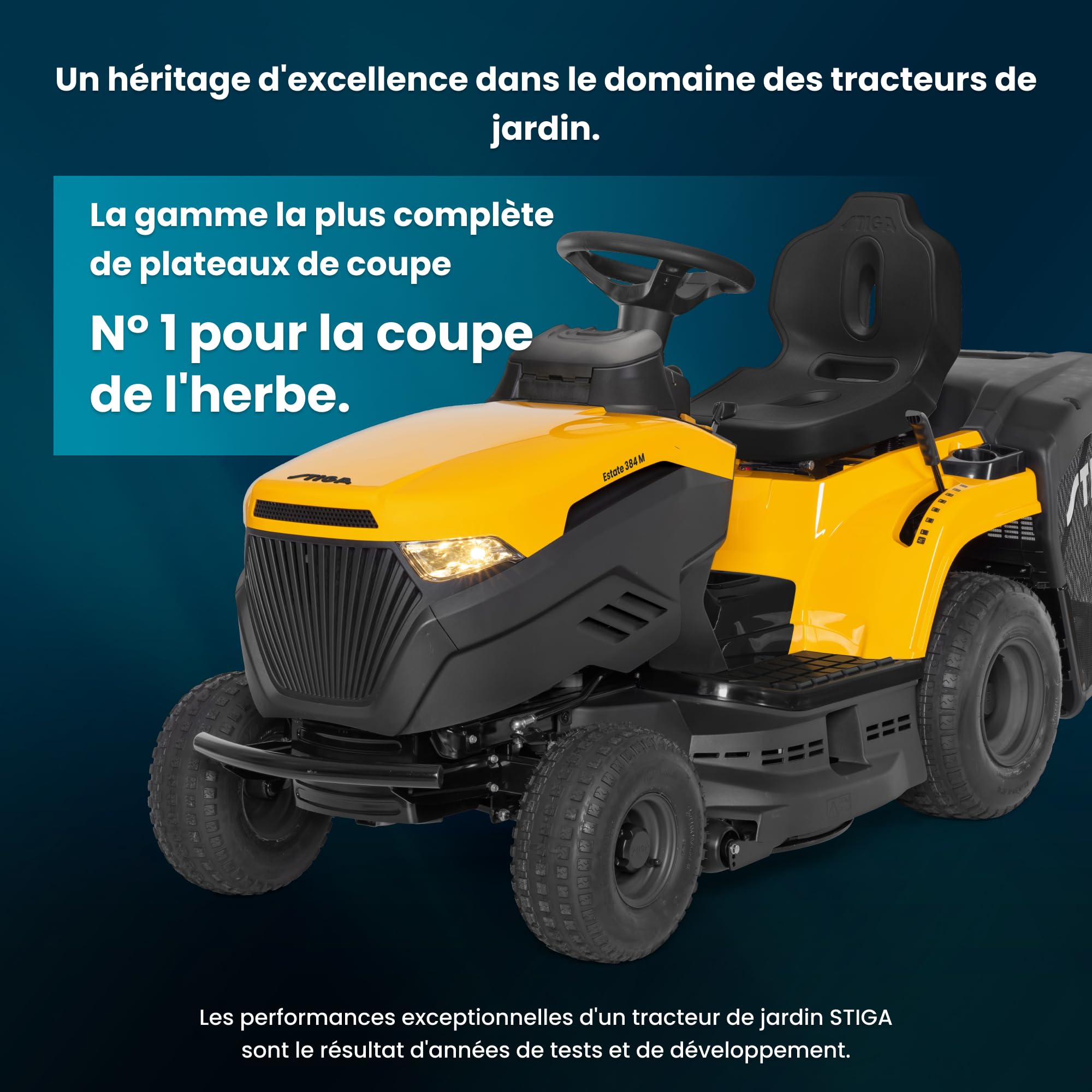 STIGA Estate 384 M Tondeuse Thermique, 414 CC, 84 cm – Bac 200 l, Transmission Mécanique – Pelouses jusqu'à 3 500 m²