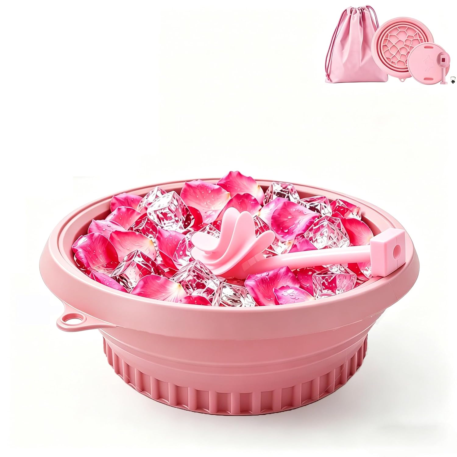 Face Ice Bath Tub with Breathing Tube Foldable Facial Ice Bath bowl