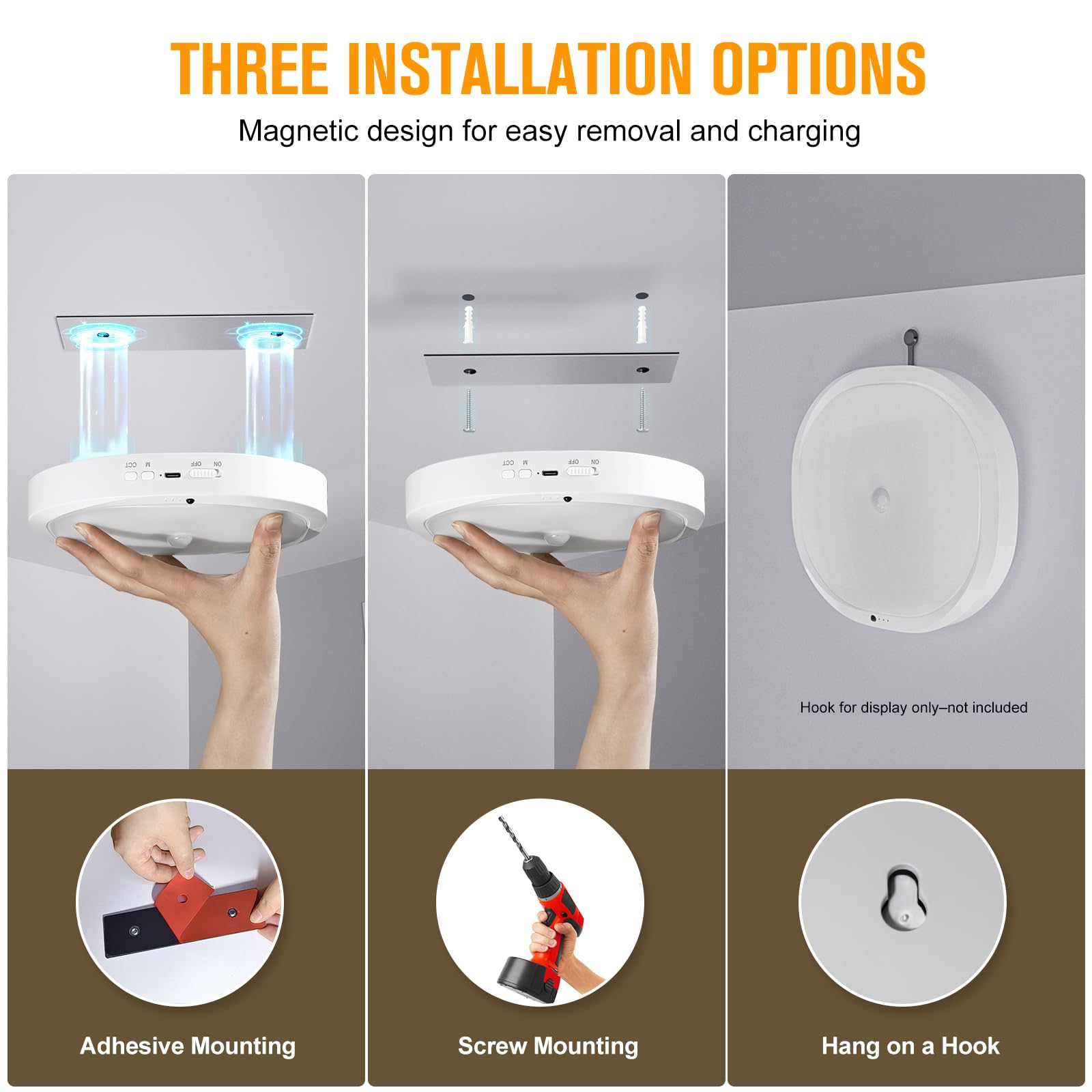 Plafoniera LED Soffitto con Batteria 10000mAh, Lampada LED Senza Fili | Sensore di Movimento e Telecomando, per Bagno, Cameretta, Cucina, Garage, Scale, 2 Pezzi