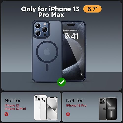 Miniatura 696 de Miracase - Funda magnética para iPhone 13 de 6.1 pulgadas (compatible con MagSafe) (con 2 protectores de pantalla), protección de grado militar