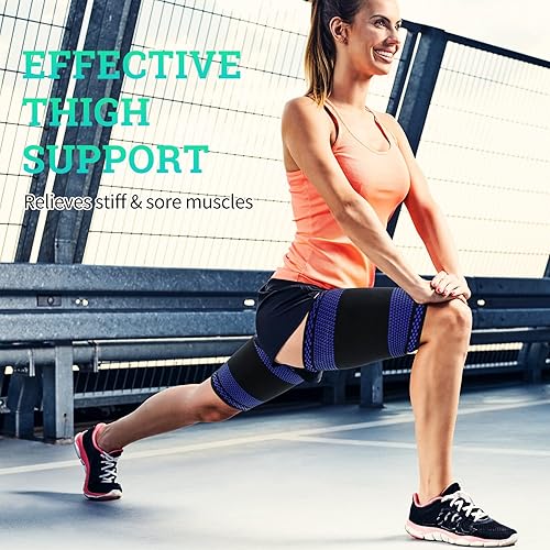 Miniatura 3 de ABYON Mangas de compresión para muslos (par), manga de compresión de isquiotibiales para alivio del dolor y recuperación de cuádruples e ingles,