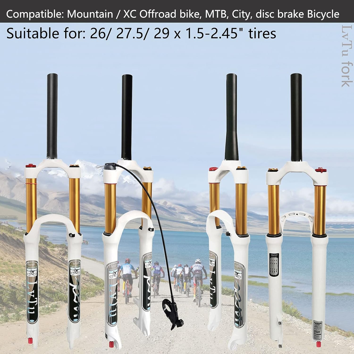 LvTu 140mm トラベル MTB エアフォーク フロント サスペンション 26