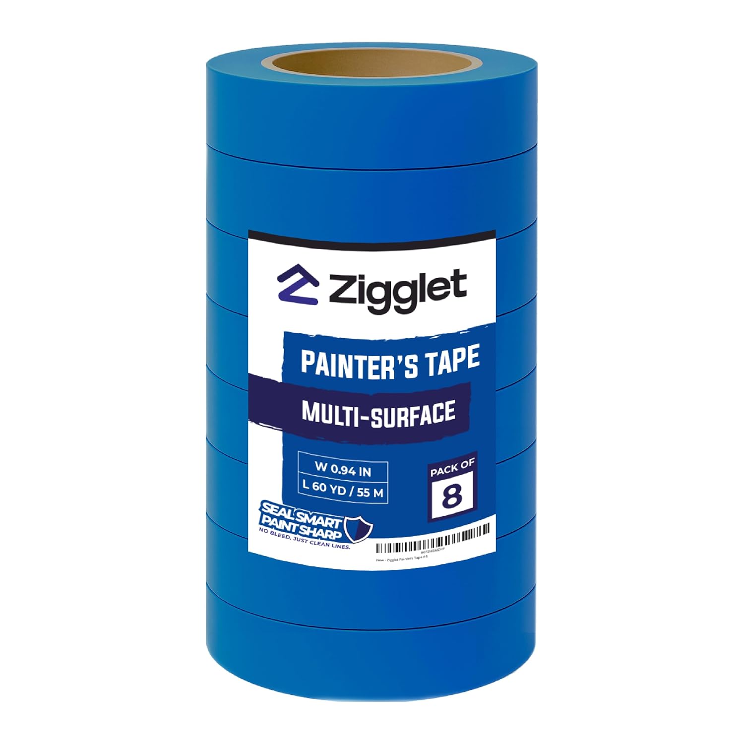 Blue Painters Tape – Wide Masking Tape for Painting Walls & Trim, Clean Removal, No Residue – Heavy Duty Blue Tape for DIY, Multi‑Surface Paint Tape for Professionals - 60 Yards | Pack of 8