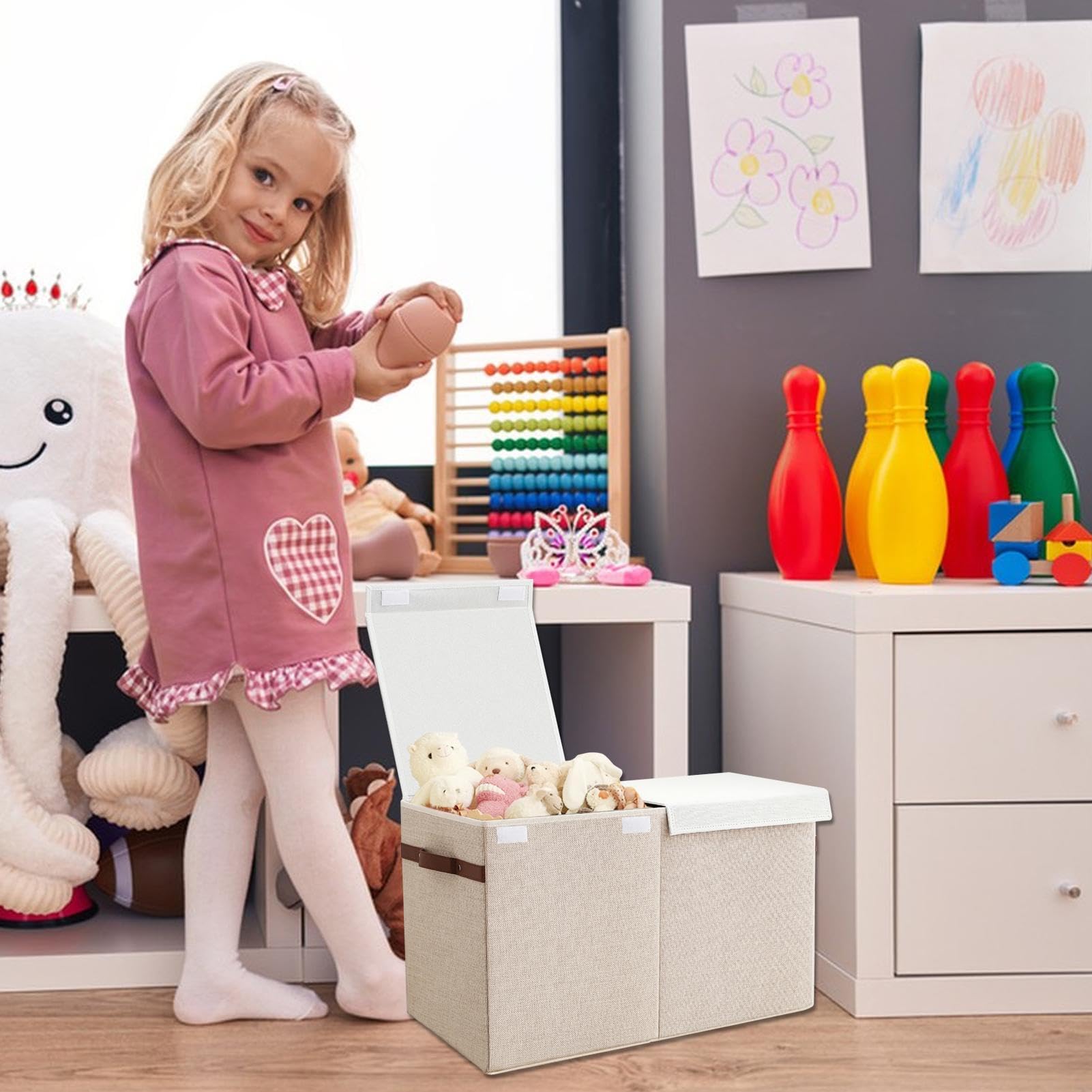Scatola per giocattoli per bambini, cassapanca per giocattoli Cassetta | Contenitori pieghevoli con coperchio, grande cassettiera portaoggetti per giocattoli per la stanza d