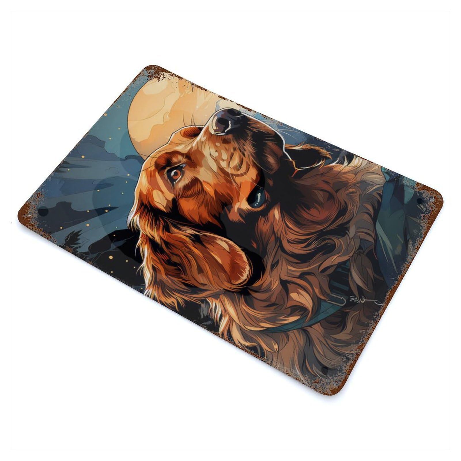 Golden Retriever Dog Decorative Tin Sign 11.8"x7.9", for Bistro, Counter And Cafe Decor, Retro Wall Decor