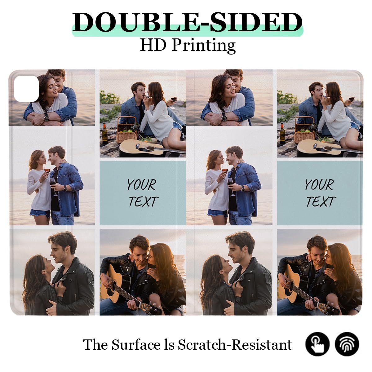 Custom Multi Picture Case for iPad 10th Generation 2022 10.9 Inch Personalized Collage Photo Shockproof PU Leather Adjustable Folio Stand Smart Auto Wake Sleep Protective Case with Soft TPU Back