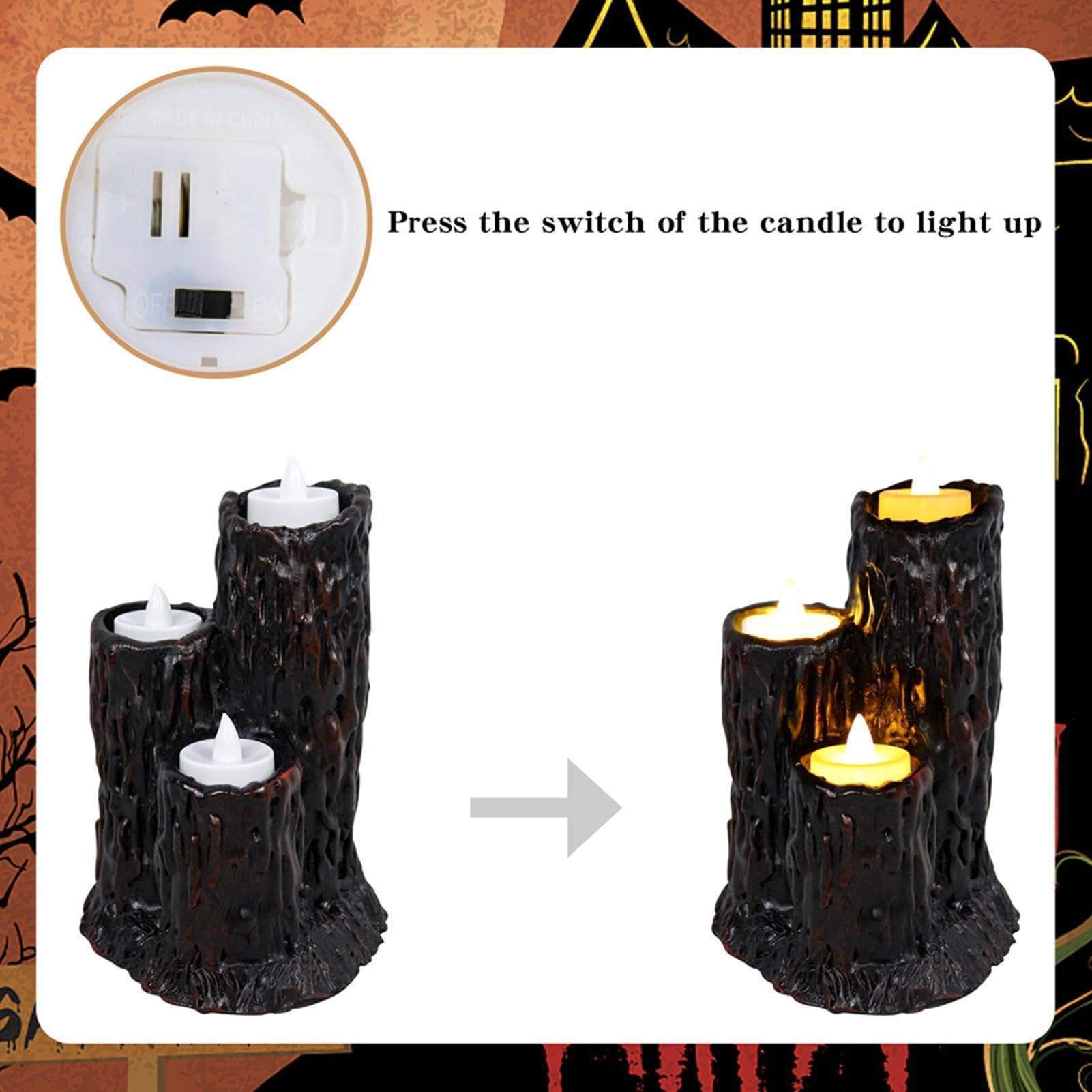 Generisch Decorazione per Halloween a LED senza fiamma, in resina, tronchi d'albero