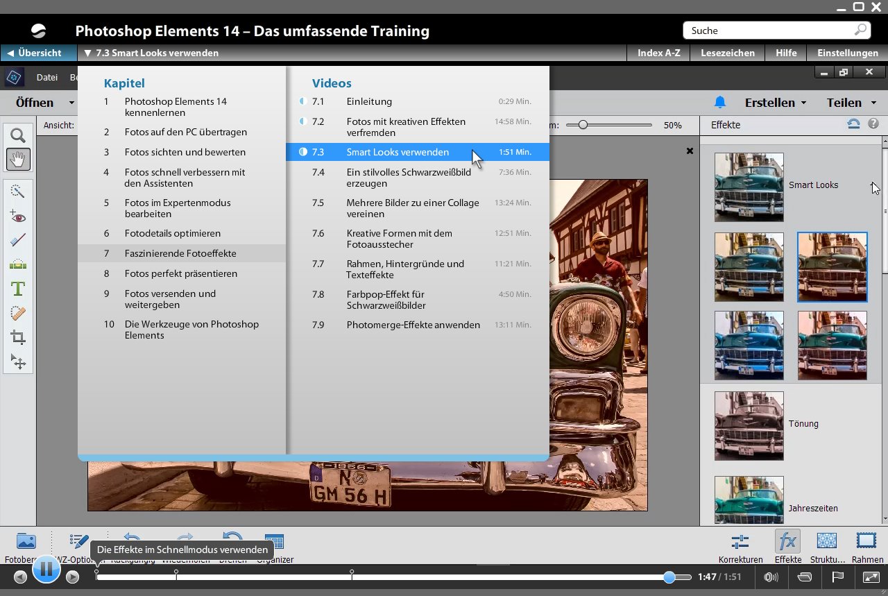 Photoshop Elements 14 - Die verständliche Video-Anleitung für perfekte Fotos - auch ohne Vorkenntnisse: Fotoimport, Schnellkorrektur, Detailbearbeitung im Expertenmodus und Präsentation als Diashow, Fotobuch oder Webgalerie
