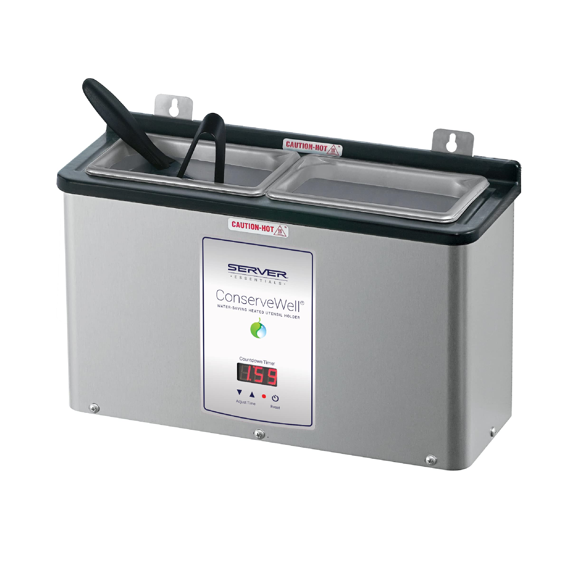 Server Products Conservewell Heated Utensil Holder Heated Dipper Well with Timer, Stainless Steel, 87750