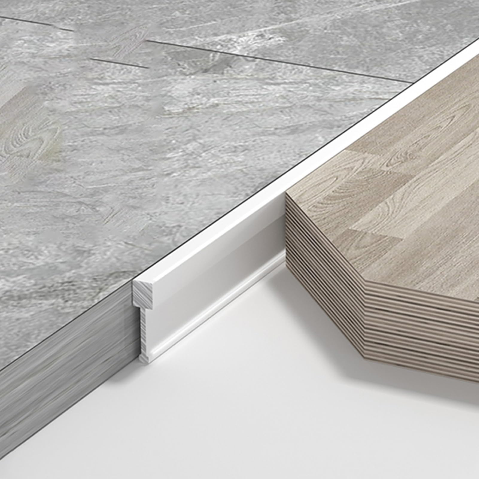 JAYWIS Extra Narrow Transition Strip between Laminate/Tile/Wood, Aluminum Alloy Bridge Covering Bar, Cuttable Gap Filler on Adjoining Floor (Color : White)