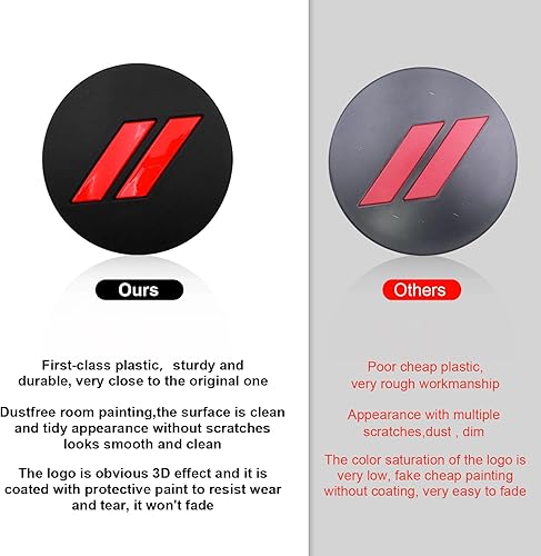 Miniatura 5 de 6CZ27DX8AA - Tapacubos inclinados para rueda de automóvil, 4 unidades, 2.480 in 2.5 pulgadas (negro mate y rojo)