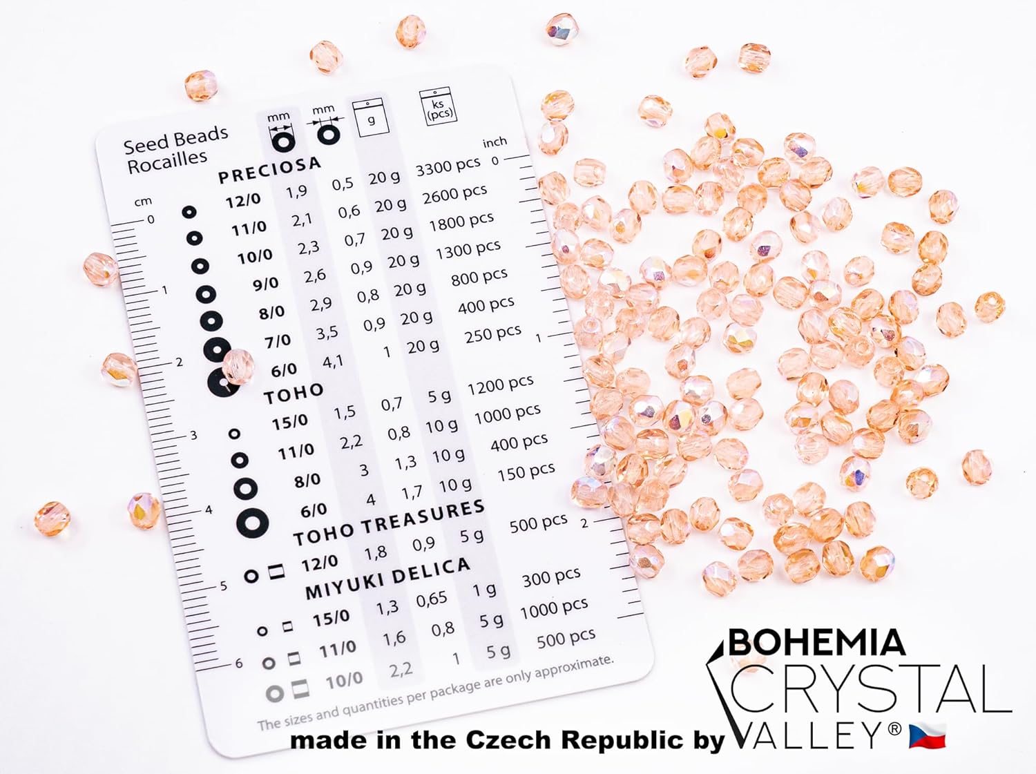 Bohemia Crystal Valley Czech Glass Beads & Japaneese TOHO Seed for Jewelry Making Set - 4 Gentle Distinct Colors Beads: Table Cut Flowers, Fire Polished Faceted 4mm, 2X Rocailles Mix Teal Pink Beige - Image 3