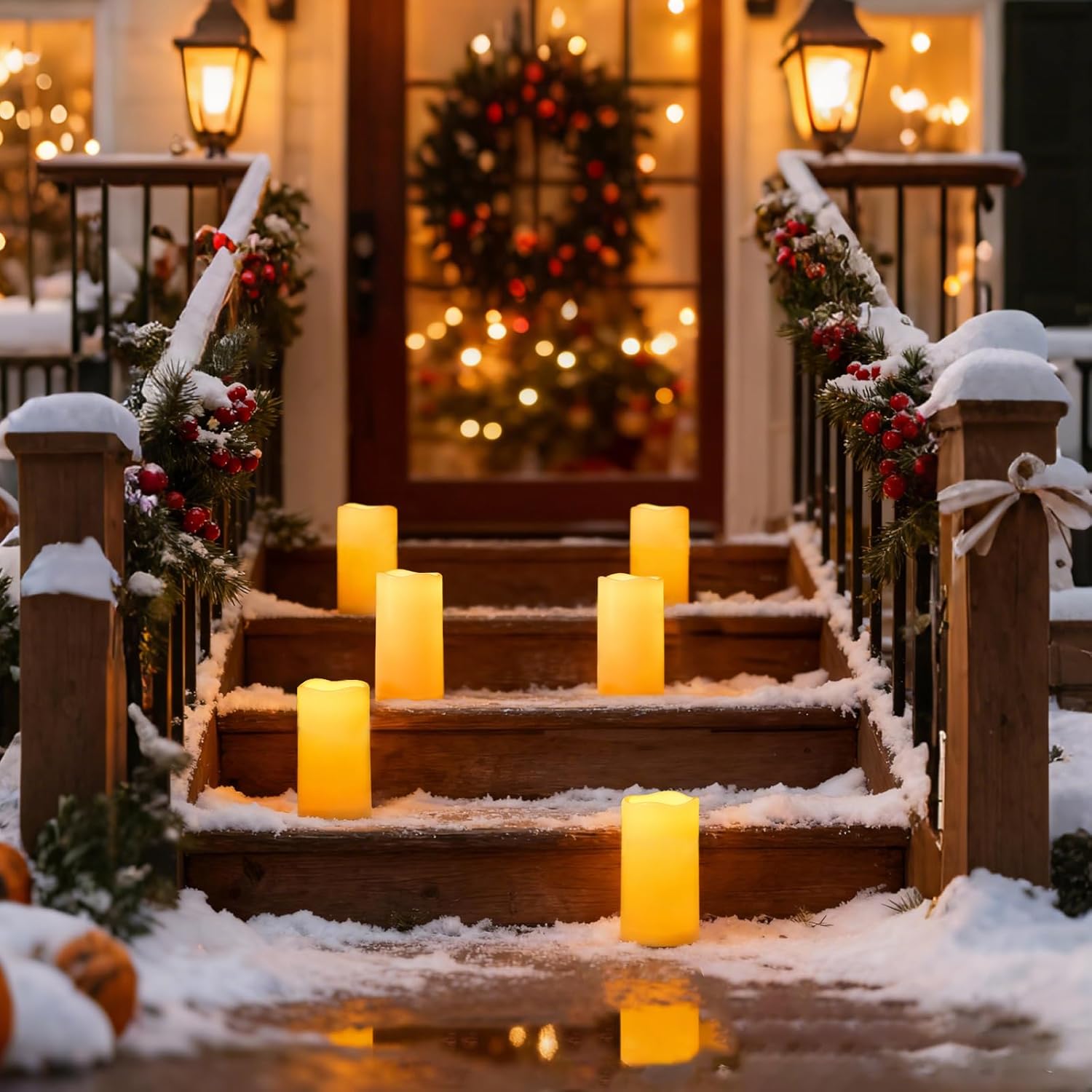 Amagic 3" x 6" Waterproof Outdoor Flameless Candles, Battery Operated Candles with Remote and Timer, Flickering LED Pillar Candle for Outside Patio Garden and Indoor Home Decor, Ivory, Set of 2 - Image 3