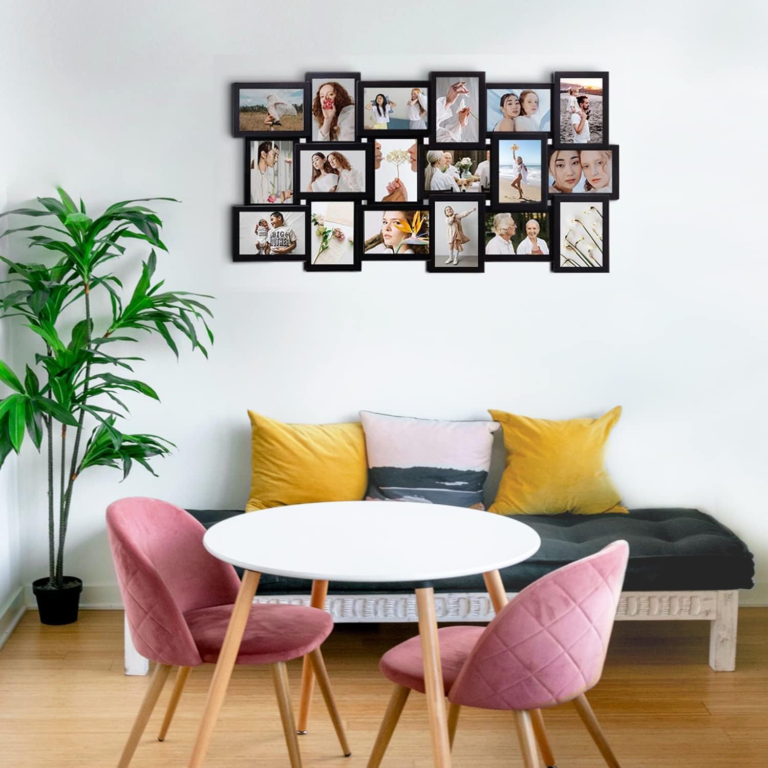 JM-Deco Picture Frames collage 18-Opening Reunion Friends Family Memory photo frames collage for wall decor Photo Frame Selfie Gallery Puzzle Collage Wall Hanging for 4x6 Photo | Black