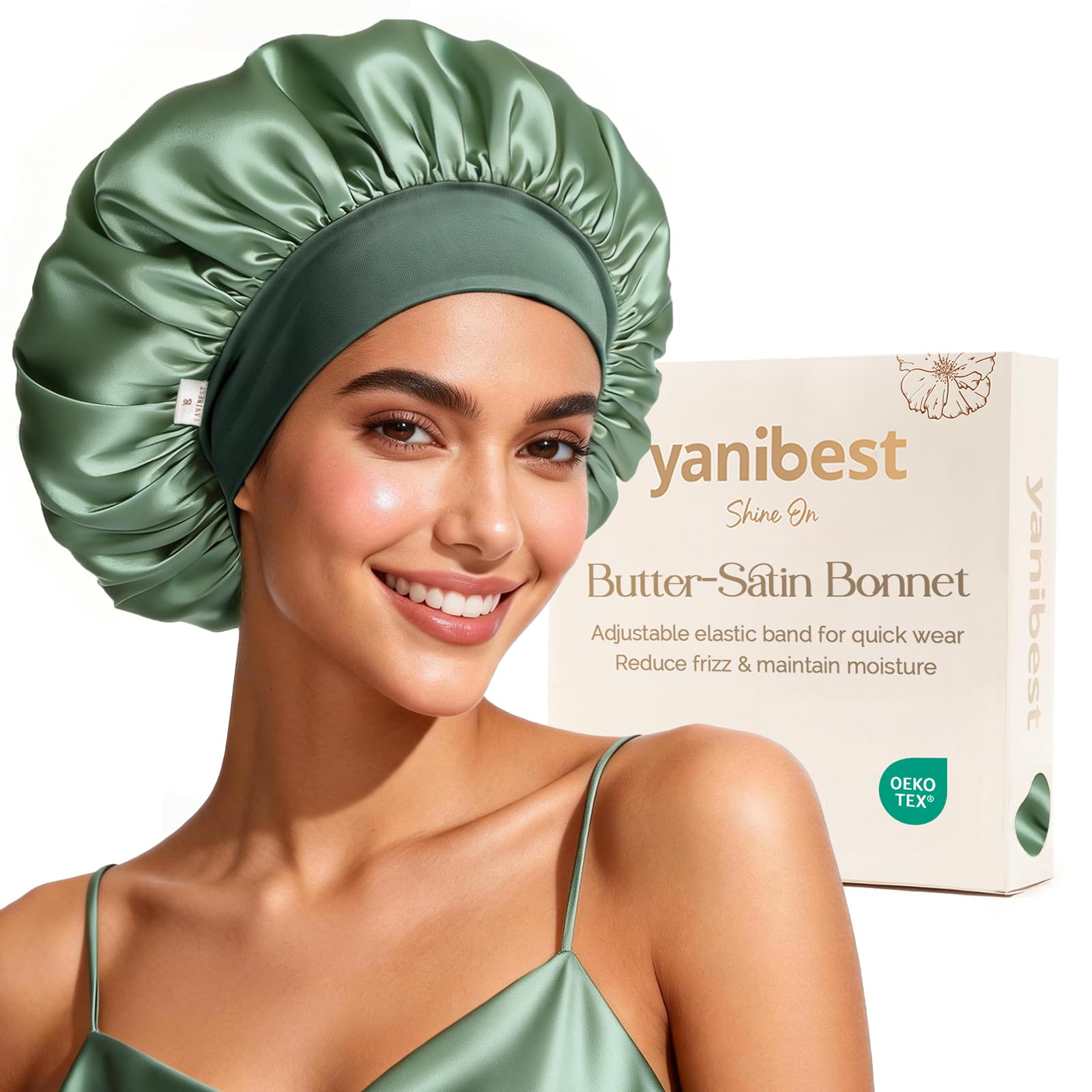 YANIBEST Silk Bonnet for Sleeping Women, Double Layer Hair Satin Bonnets with Elastic Band, Sleep Cap Curly Natural Hair