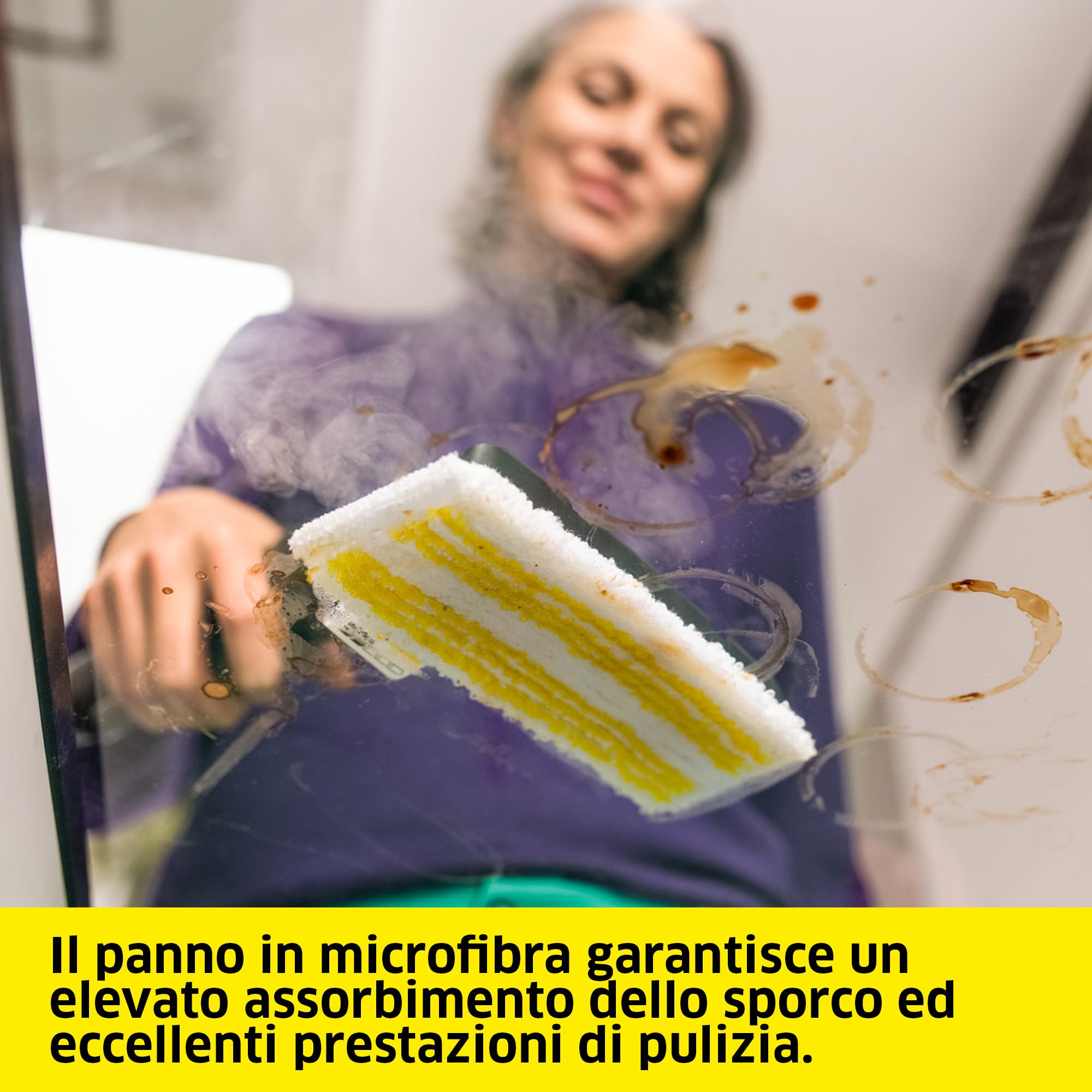Kärcher set bocchetta manuale flessibile con panno in microfibra abbinato per una pulizia efficace di superfici dritte e curve, accessorio originale per i pulitori a vapore Kärcher