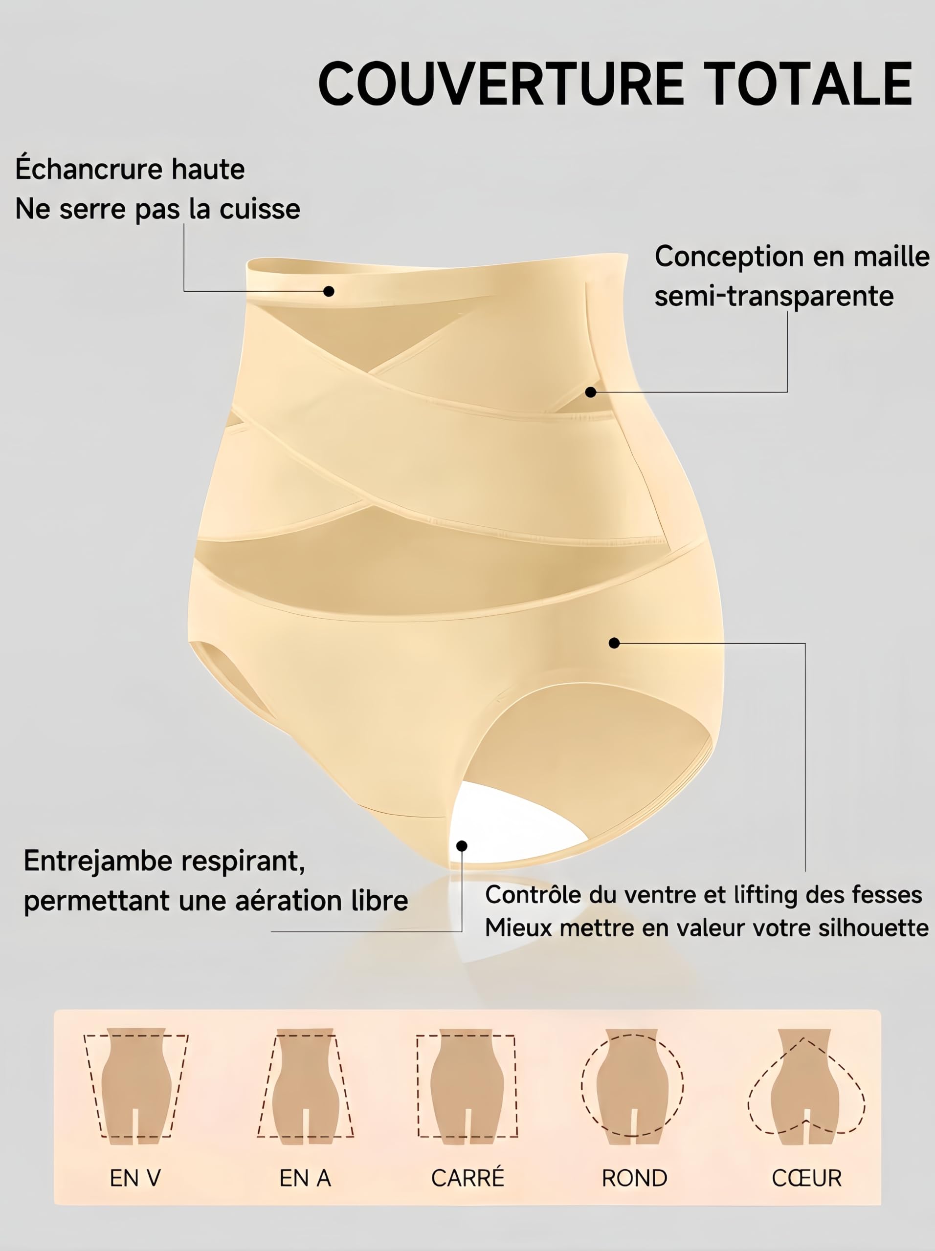 MEIION Coin féminin Gaine Ventre Plat,Culotte Gainante Taille Haute Minceur