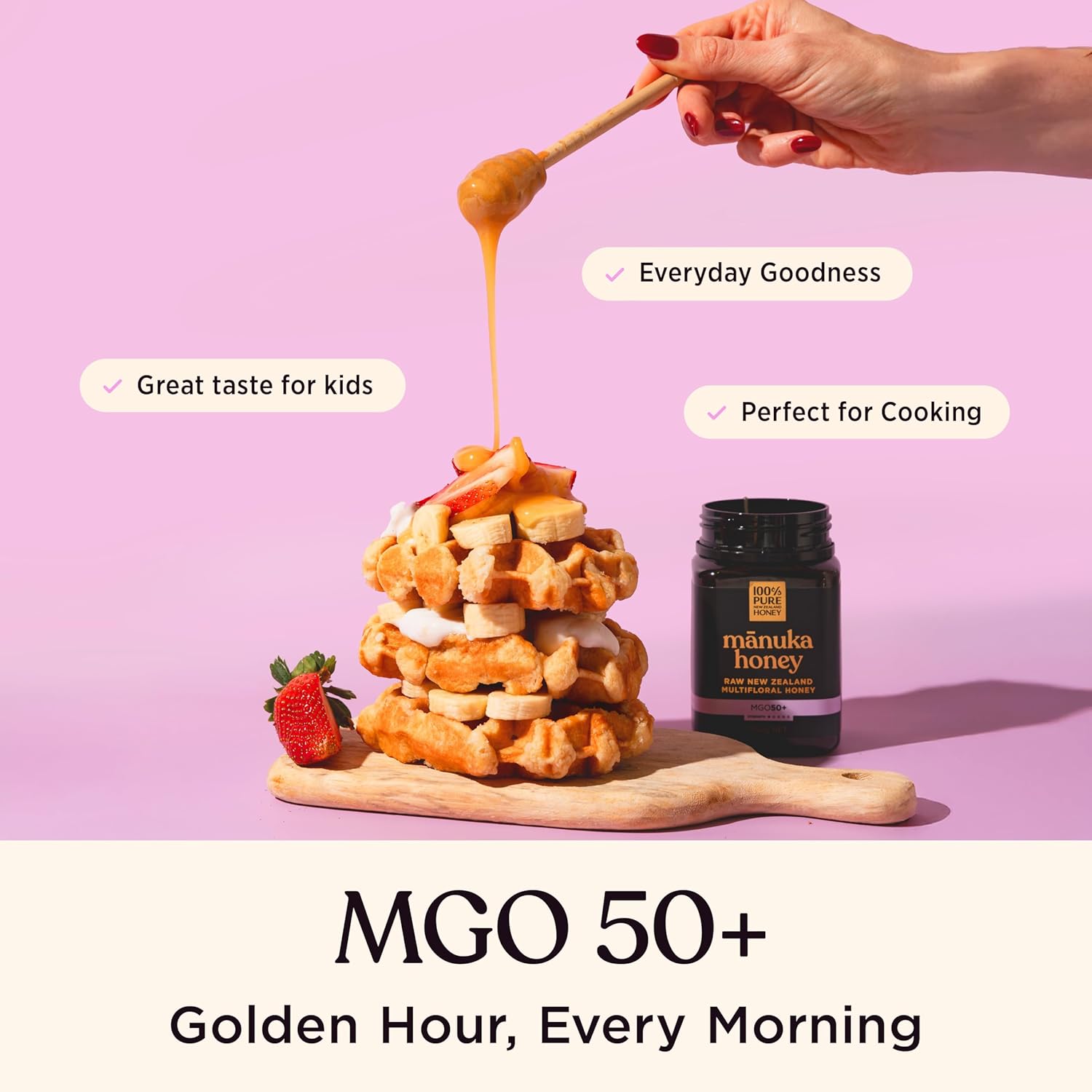 100% Pure New Zealand Honey - MGO 50+ Multifloral Mānuka Honey, Raw Mānuka, 17.6 Ounce (500g) (Pack of 1)