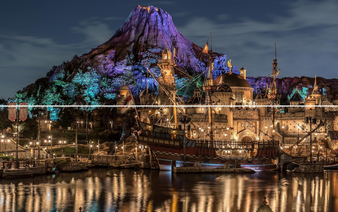 特大上下2枚仕様】ディズニーシーの夜景 パノラマX版×上下2枚 004X1W