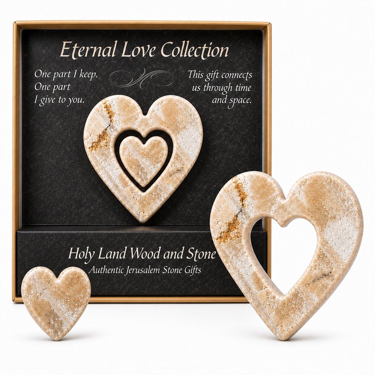 RosaryMart Jerusalem Stone Two-Piece Memorial or Separation Keepsake