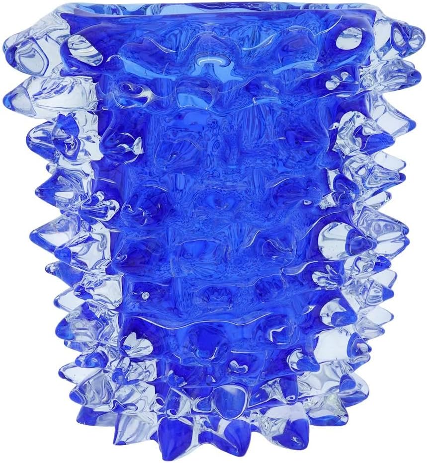 Glass Of Venice Murano Glass Vase - Blue with Spikes