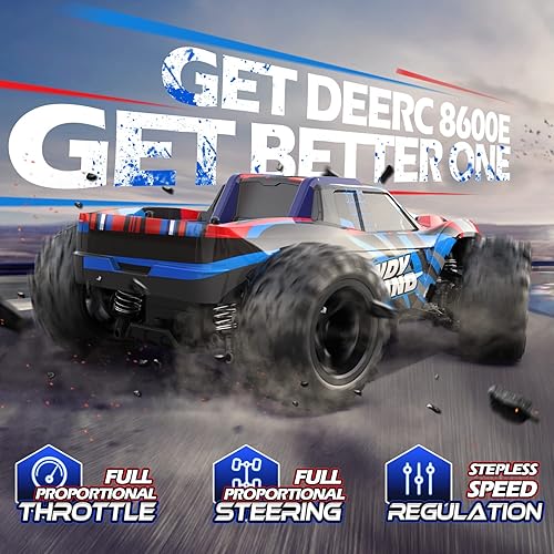 Miniatura 4 de DEERC Camión RC de alta velocidad sin escobillas escala 110 210E y 4WD de control remoto proporcional completo de carreras, escala 120 8600E