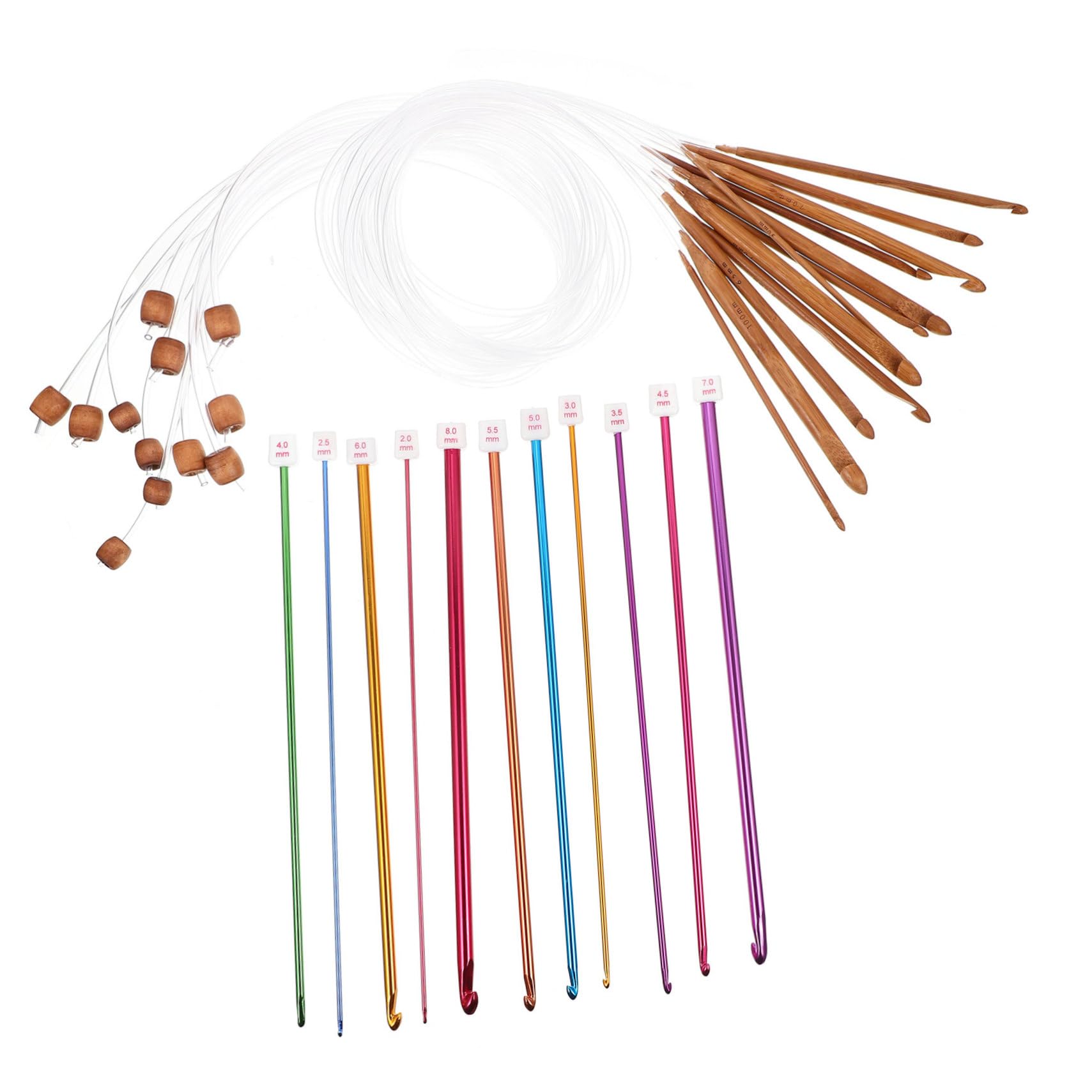 Juego de Ganchos de Crochet 23 Piezas, Kit de Tejido de Aluminio y Madera | Alfombras y Bufandas, Acabado Liso y Redondeado, 1 Set, Pensado para Nivel Intermedio