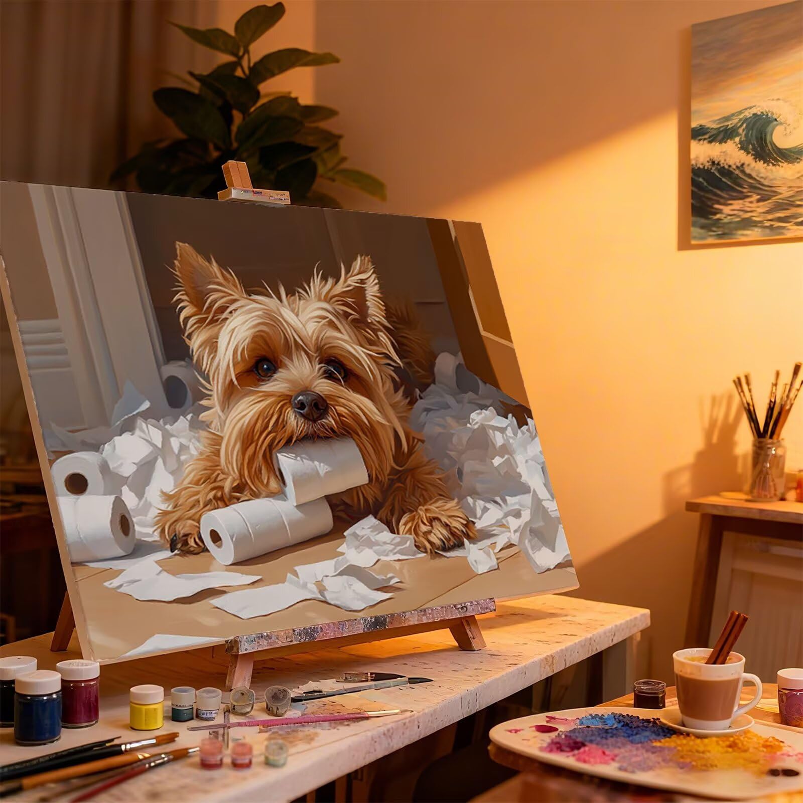 Peinture Numero Adulte Chien Coloriage par Numero Adulte Animal DIY Paint by Numbers, avec Pinceaux Peinture Loisir Creatif Enfant Numéro D'art Cadeau Femme, Pour Decoration Maison 60x80cm H - 781