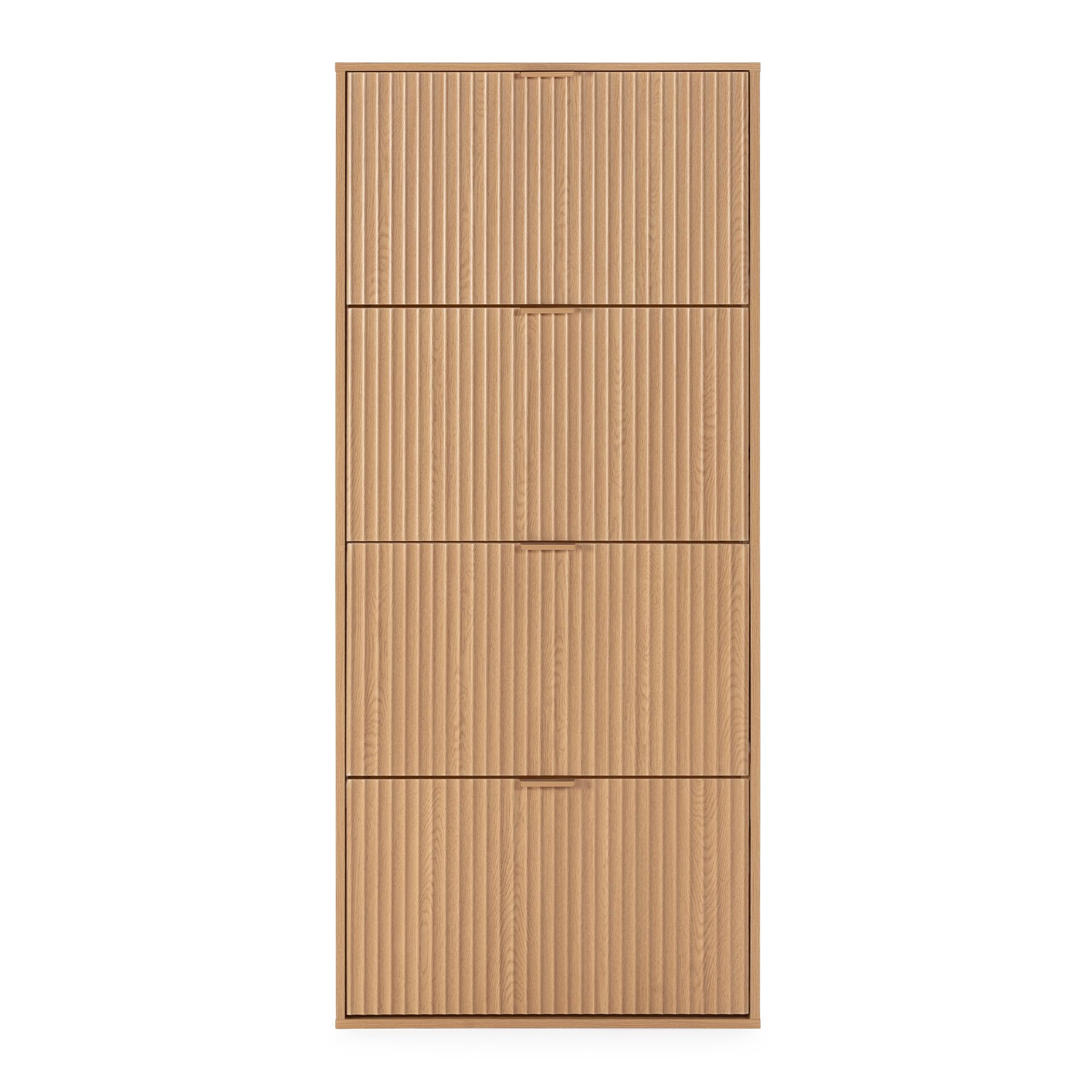 HOMN LIVING Mueble Zapatero Lluvia 4 Puertas Color Roble, 66 cm (Ancho) 24 cm (Profundo) 150 cm (Altura)