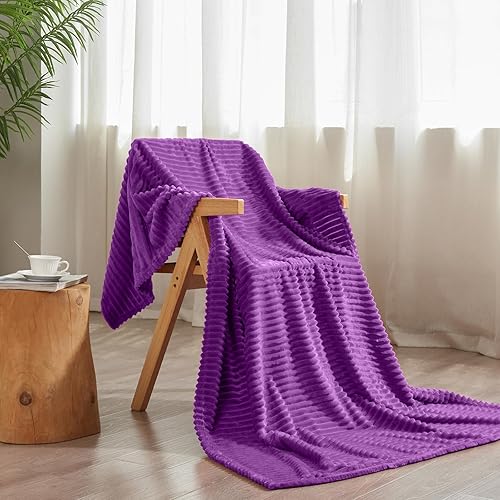 Vista 381 de Vessia Manta de franela de forro polar, 300GSM, acogedora manta a rayas verde salvia para sofá, cama y sofá, cálida y suave, acogedora manta