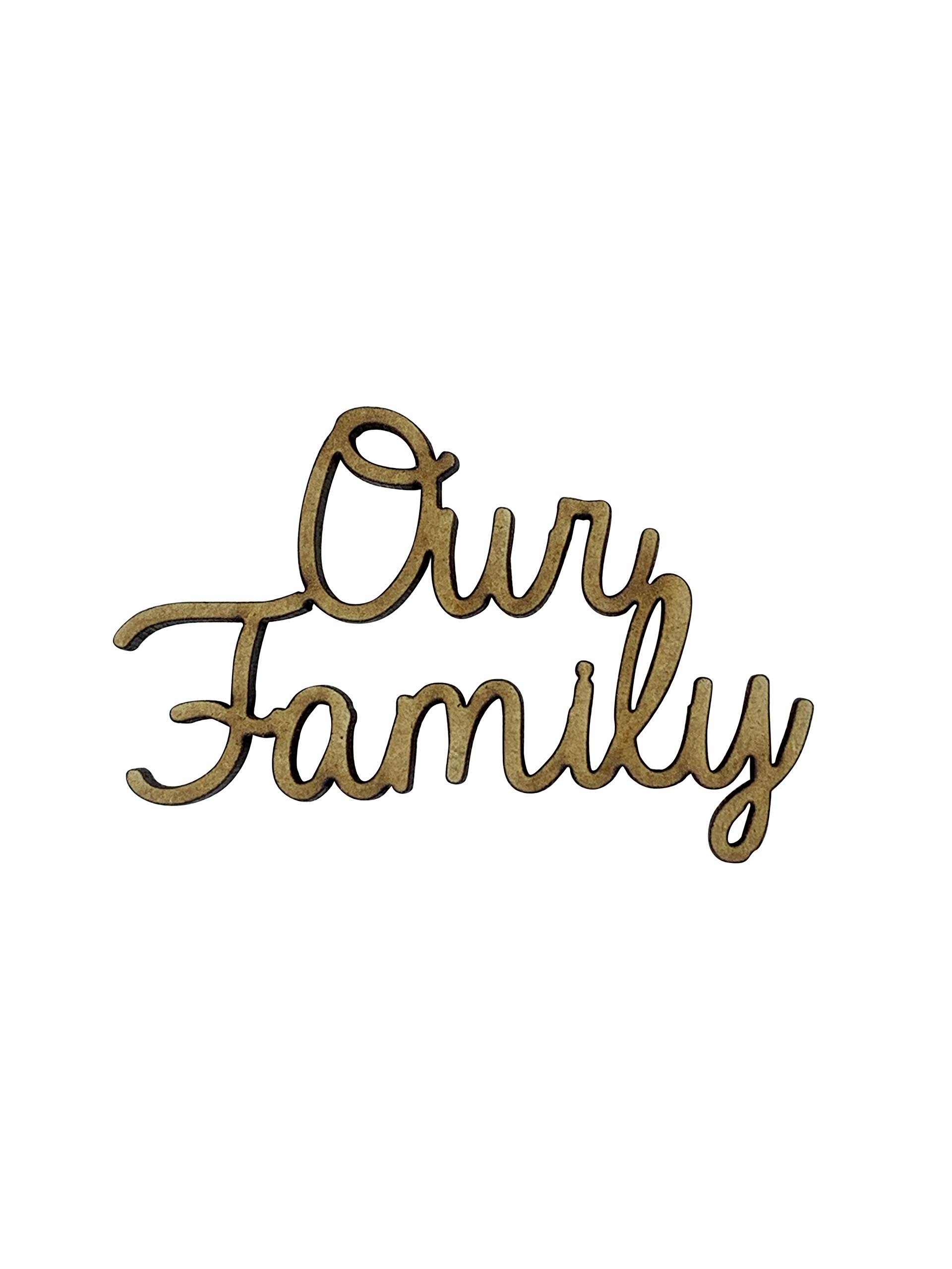 The Crafty Cow 6X Our Family Words 5Cm Wood Craft Embelishments Laser Cut Shape Mdf