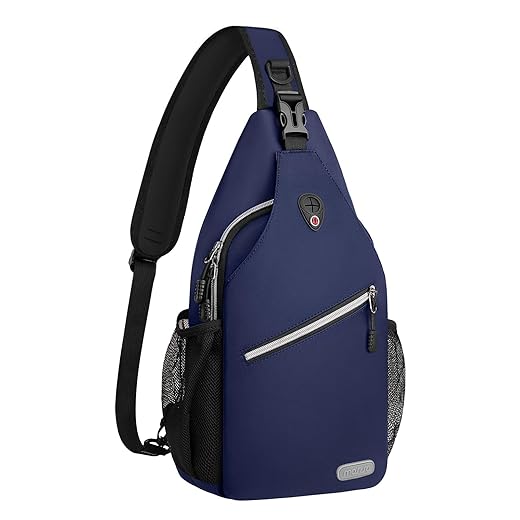 MOSISO Sling Backpack, Multipurpose Crossbody Shoulder Bag Travel Hiking Daypack, Navy Blue, Medium