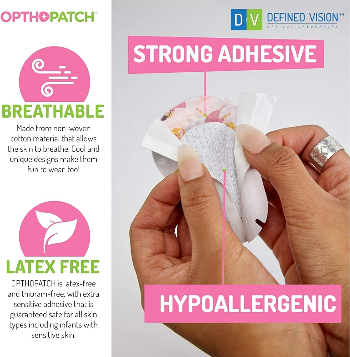 Opthopatch Eye Patches for Kids – 50 Hypoallergenic Standard Adhesive Patches for Lazy Eye & Amblyopia Treatment | Single Design Pack + 2 Reward Charts (Princess)