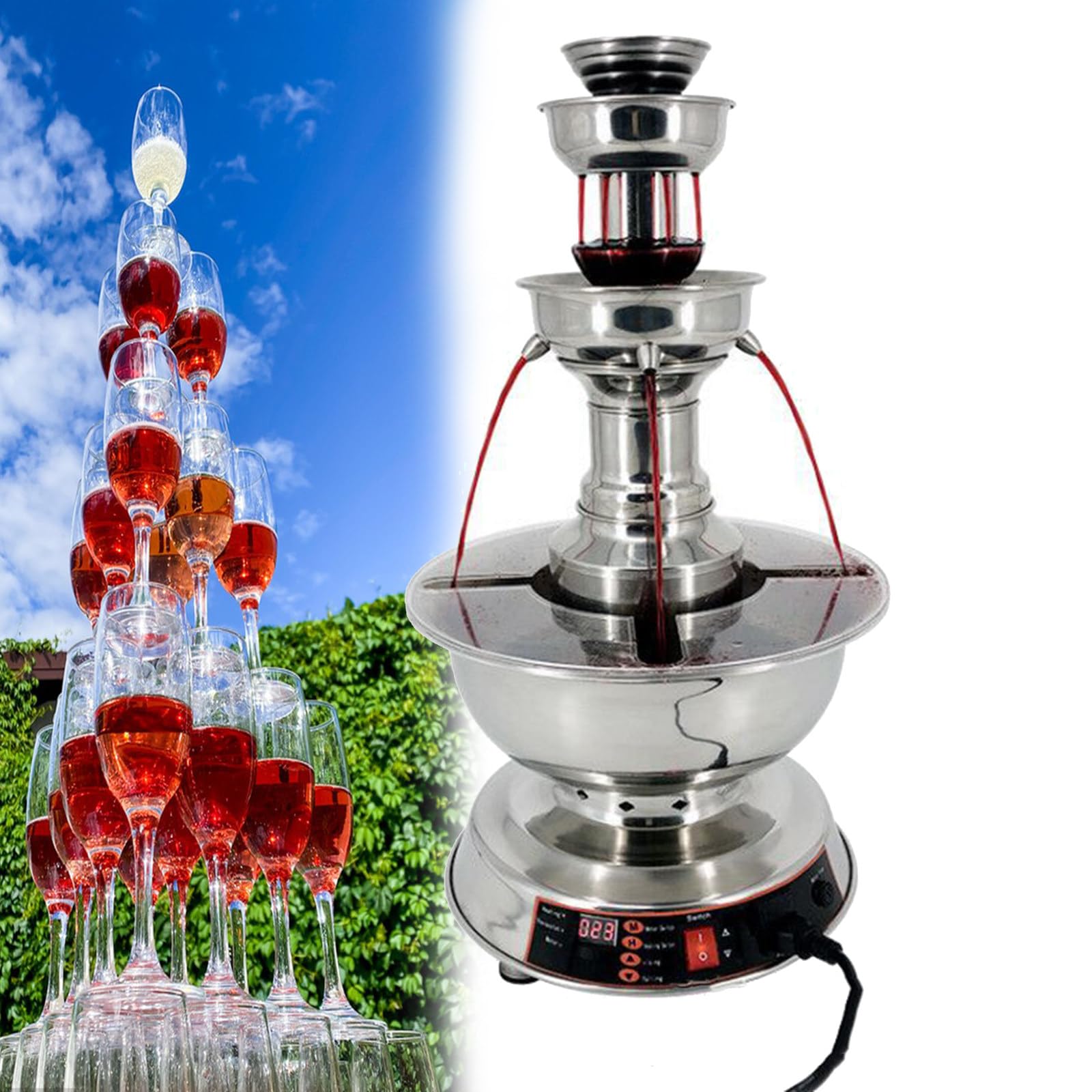 Fontaine à champagne réglage température 0-100 machine jus vin 3 niveaux